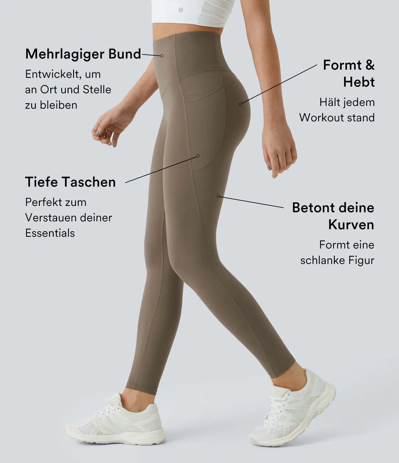 SoCinched - Formende UltraSculpt-Leggings mit hohem Bund, Bauchkontrolle und Seitentaschen fürs Training