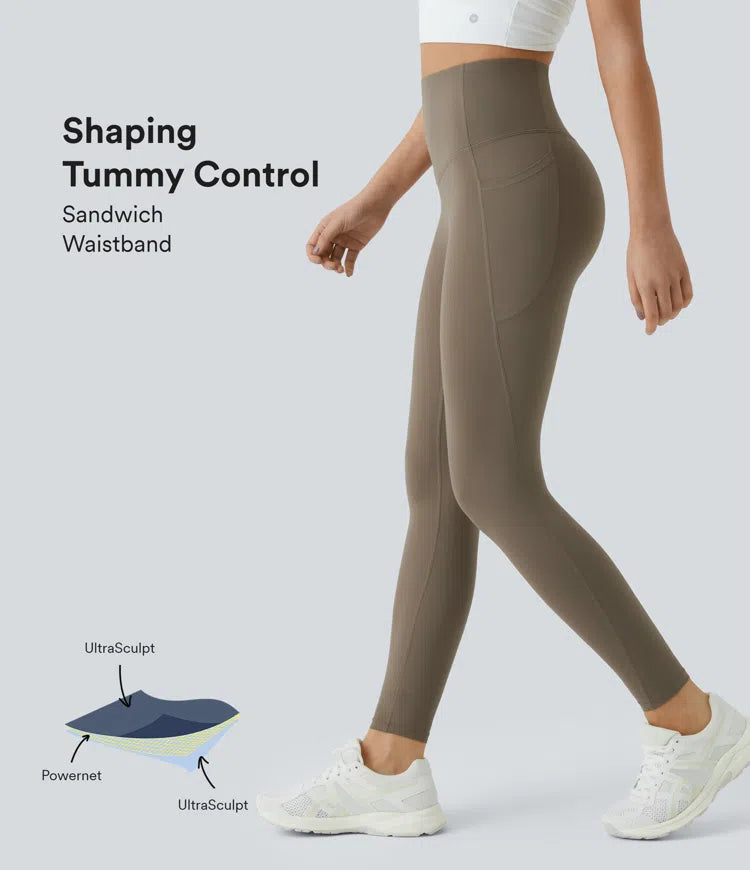 SoCinched - Formende UltraSculpt-Leggings mit hohem Bund, Bauchkontrolle und Seitentaschen fürs Training