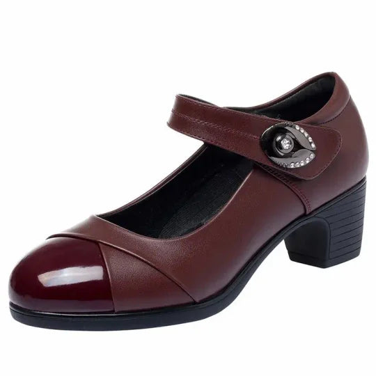 Orthopädische Schuhe aus Leder mit Rautenknopf und weicher Sohle für Damen 【Bequem, rutschfest】