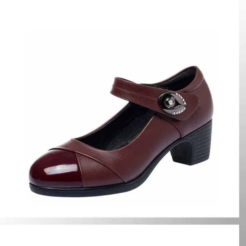 Orthopädische Schuhe aus Leder mit Rautenknopf und weicher Sohle für Damen 【Bequem, rutschfest】